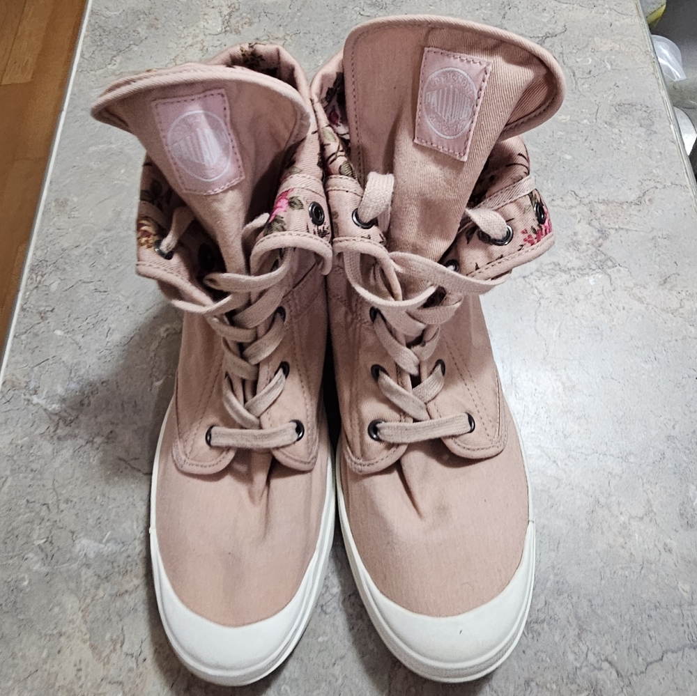 PALLADIUM pink high top hidden wedge sneakers Sz 9 - Picture 8 of 9